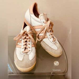 ADIDAS Dragon WHITE & PINK Leather Sneakers Womens Flat Shoes Size 10 Rare! 2005